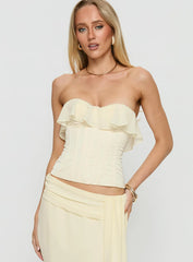 Holliann Strapless Frill Corset Top Butter