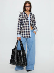 Walda Contrast Flannel Shirt Blue Check