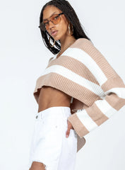 Benson Cropped Sweater Beige/White
