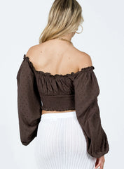Love Galore Long Sleeve Top Brown