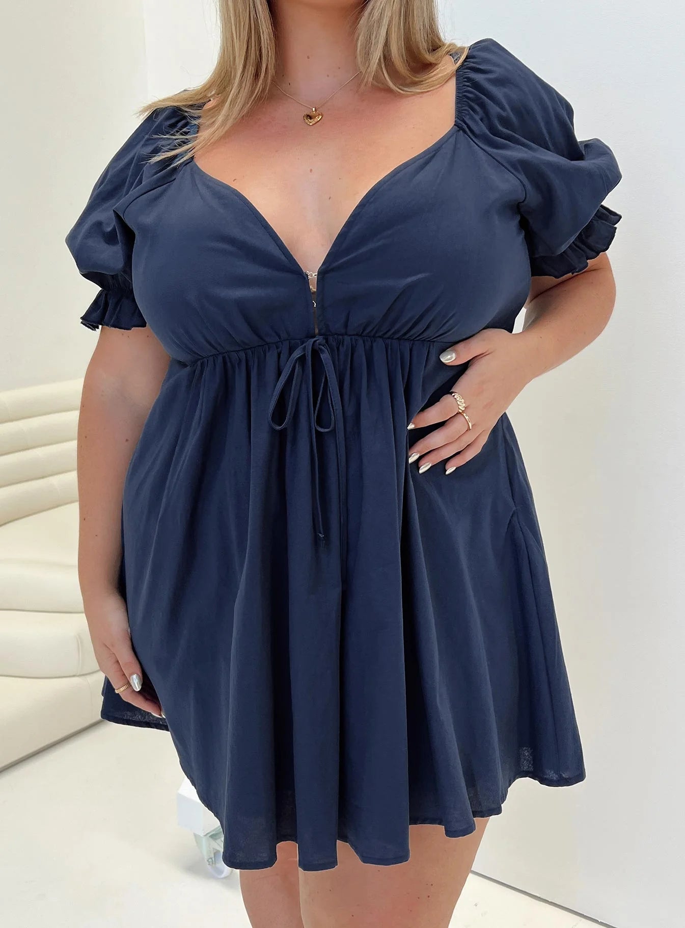 Blissful Mini Dress Navy Curve