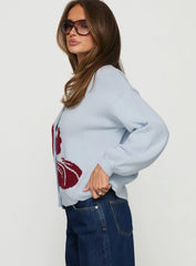 Jalenn Floral Knit Cardigan Blue / Red