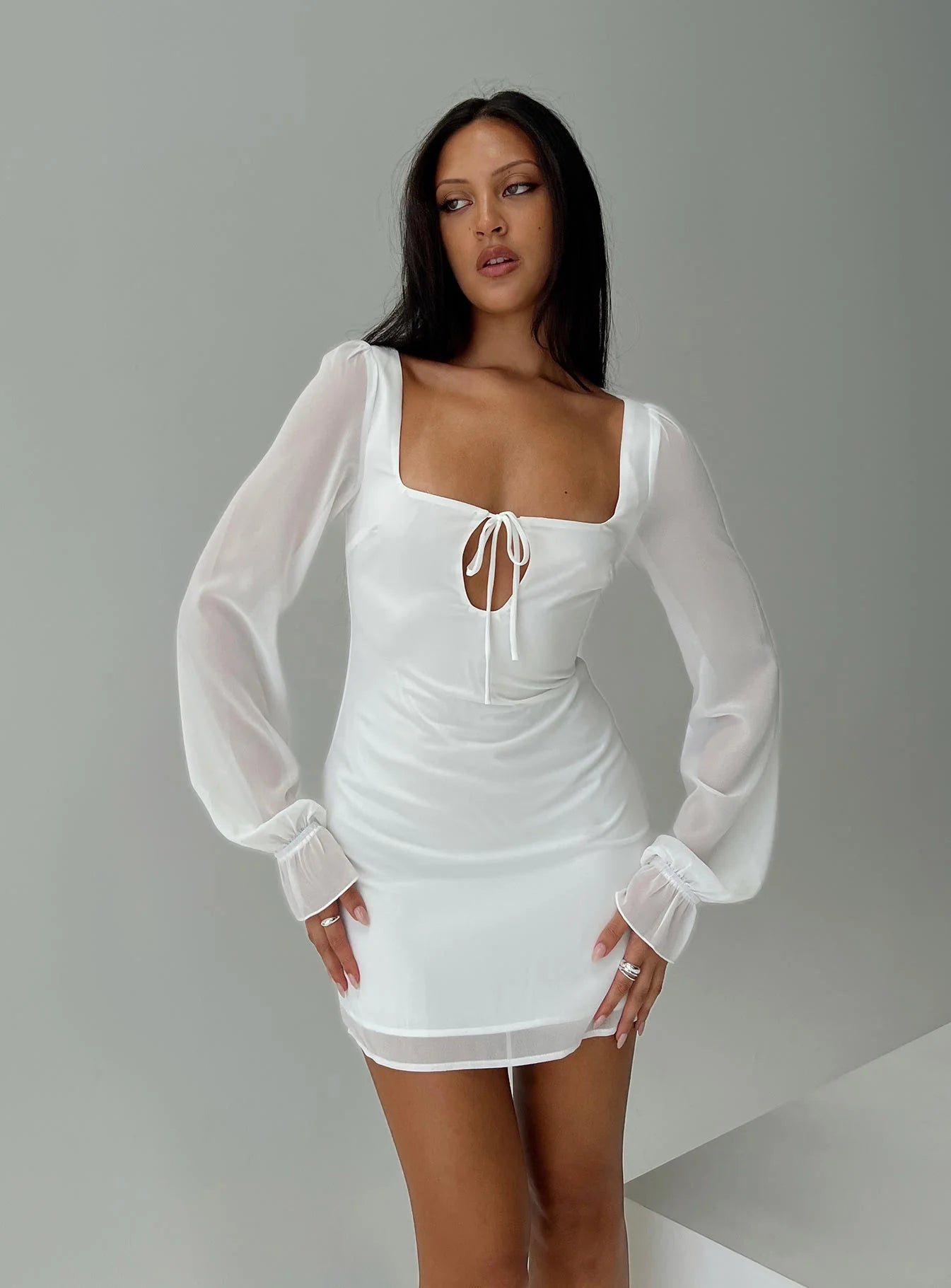 Bayford Long Sleeve Mini Dress White