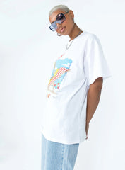 Tweety Post Card Vacation Oversized Tee White