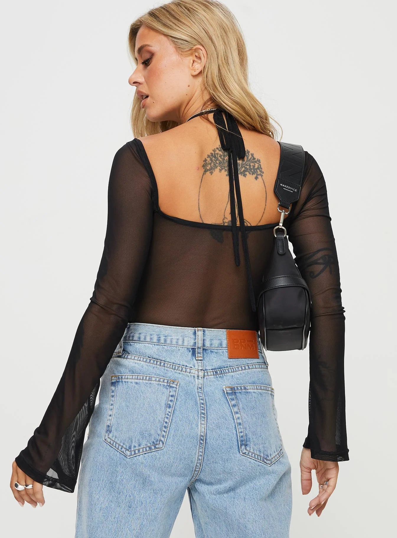 Dyer Sheer Sleeve Bodysuit Black