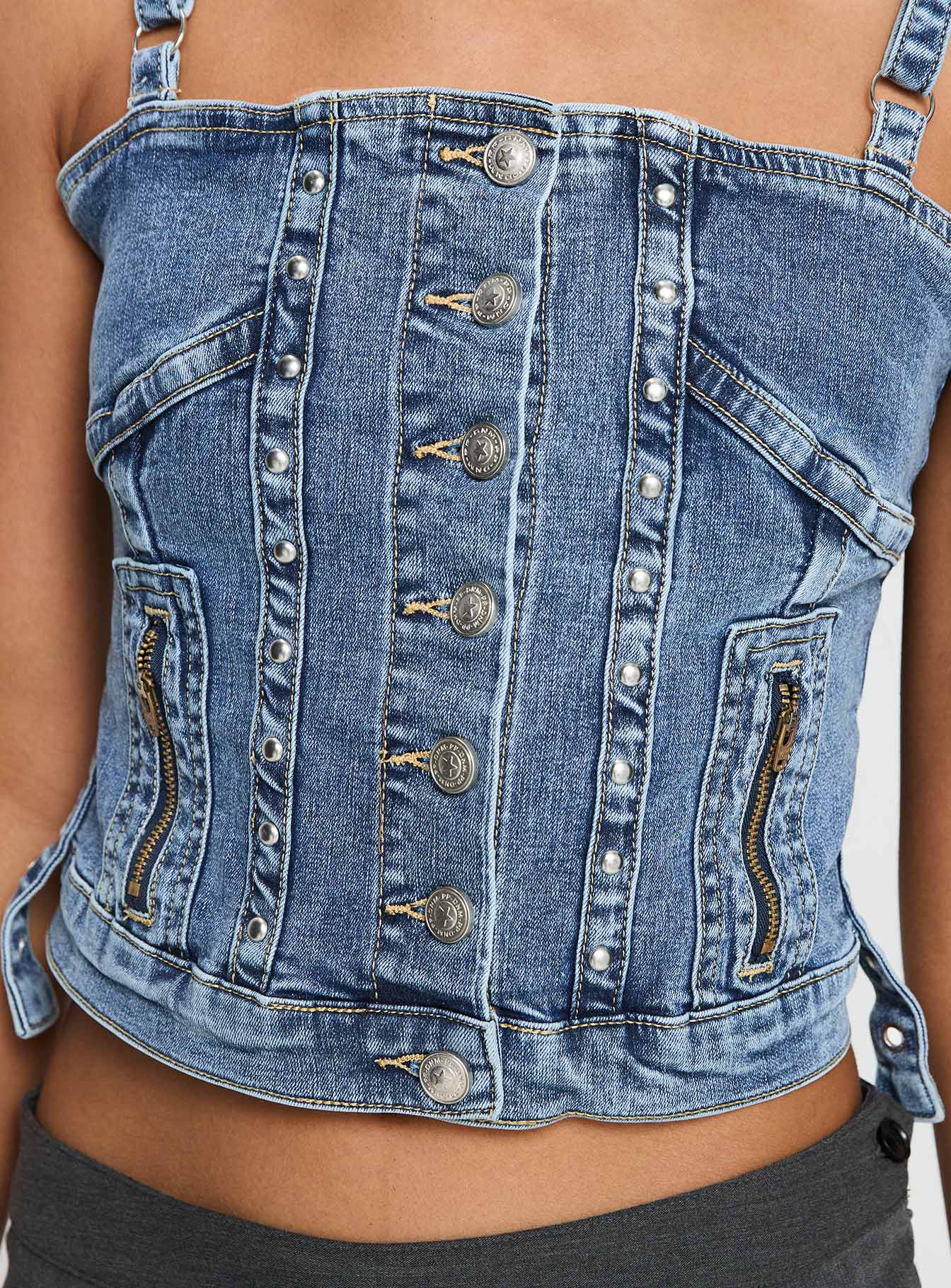 Yappa Denim Top Mid Wash