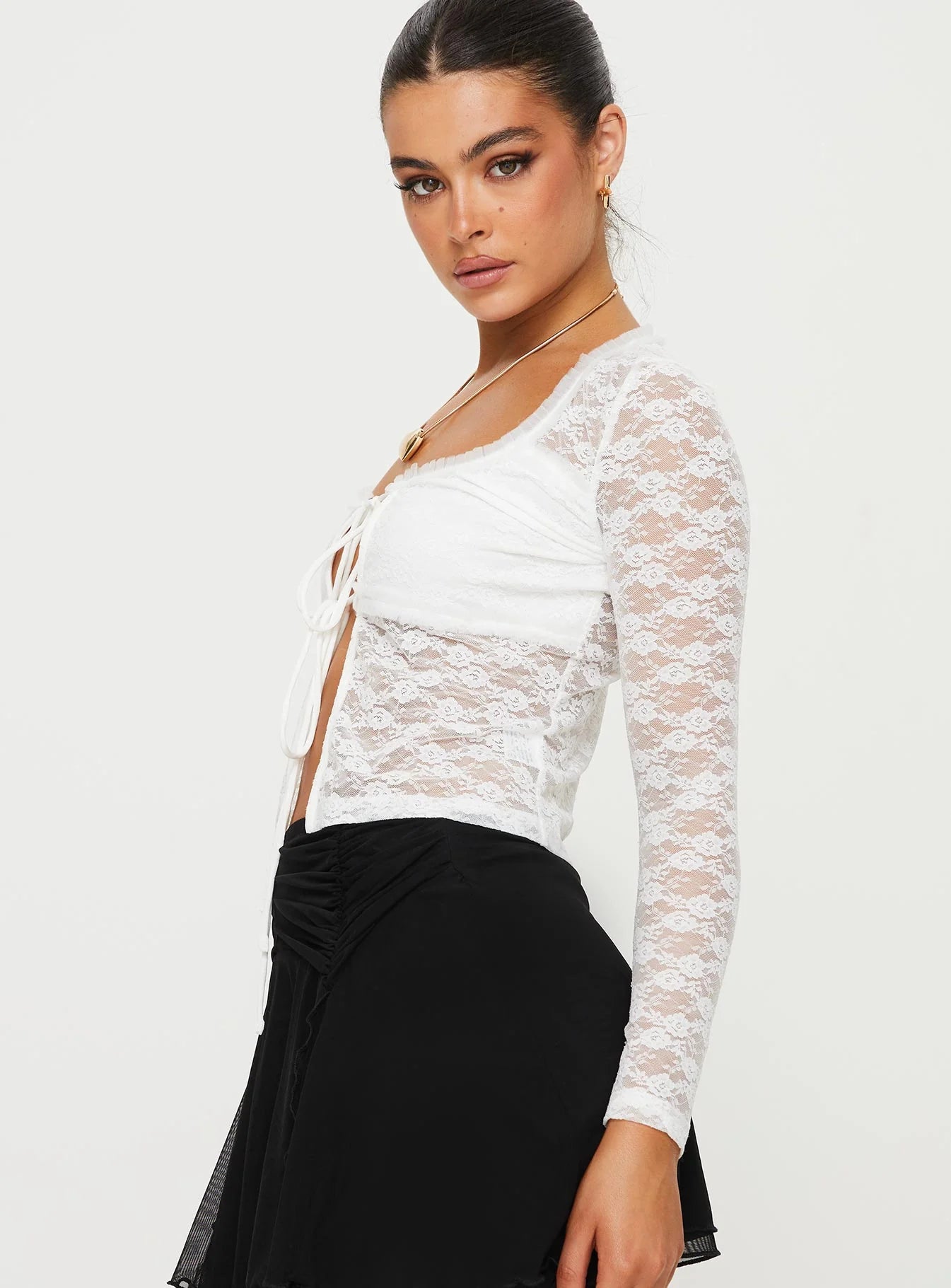 Cantone Long Sleeve Top White