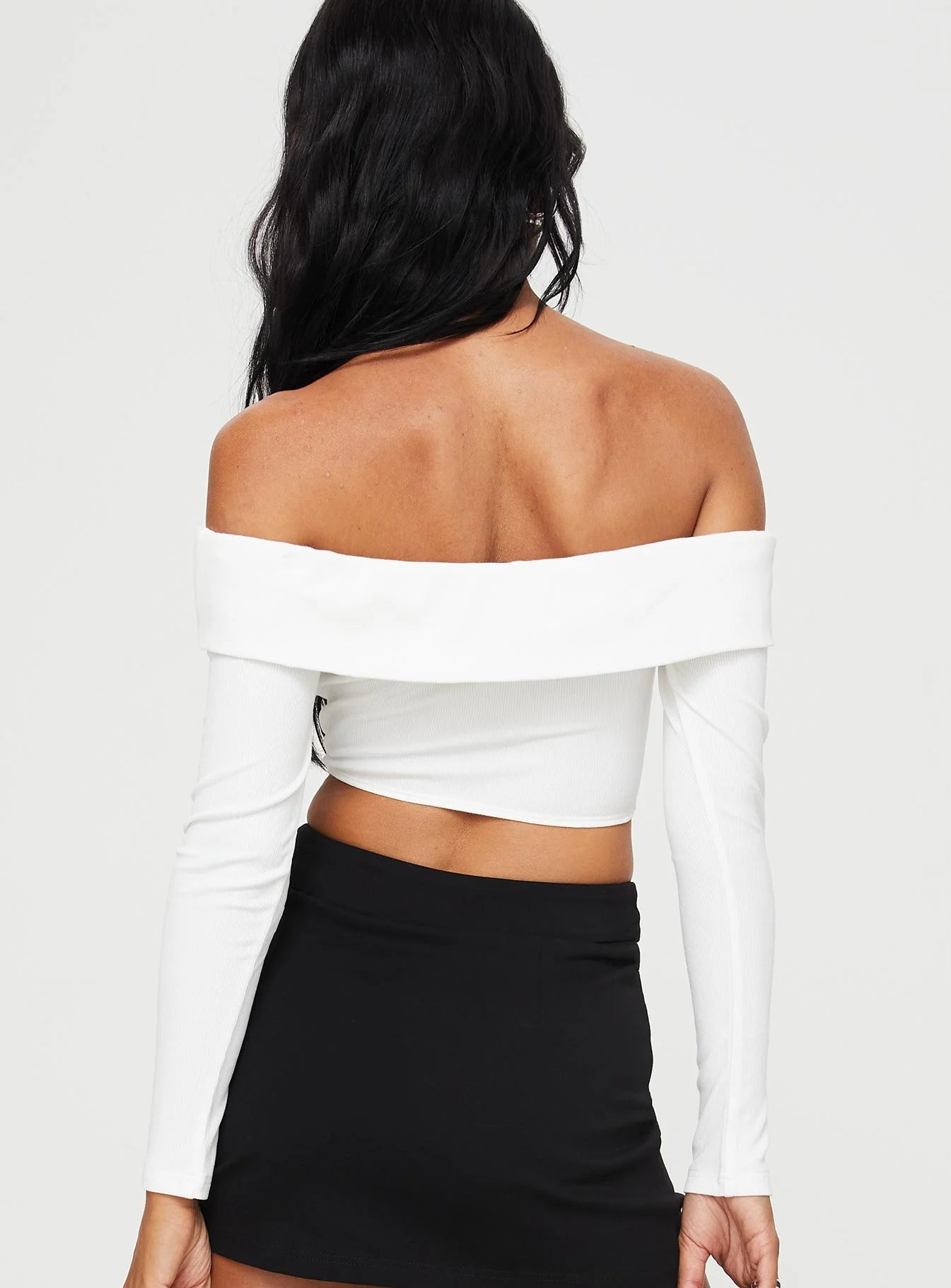 Kaeshia Rib Off The Shoulder Bustier White