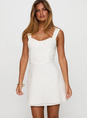 Sweet Secrets Broderie Mini Dress White