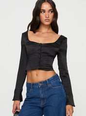 Watch Me Long Sleeve Top Black