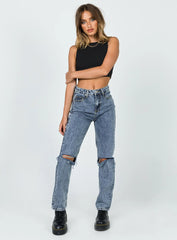 Intentions Straight Leg Knee Rip Denim Jean Eco