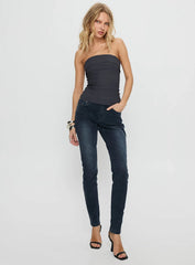 Illyssa Mid Rise Skinny Jeans Washed Charcoal
