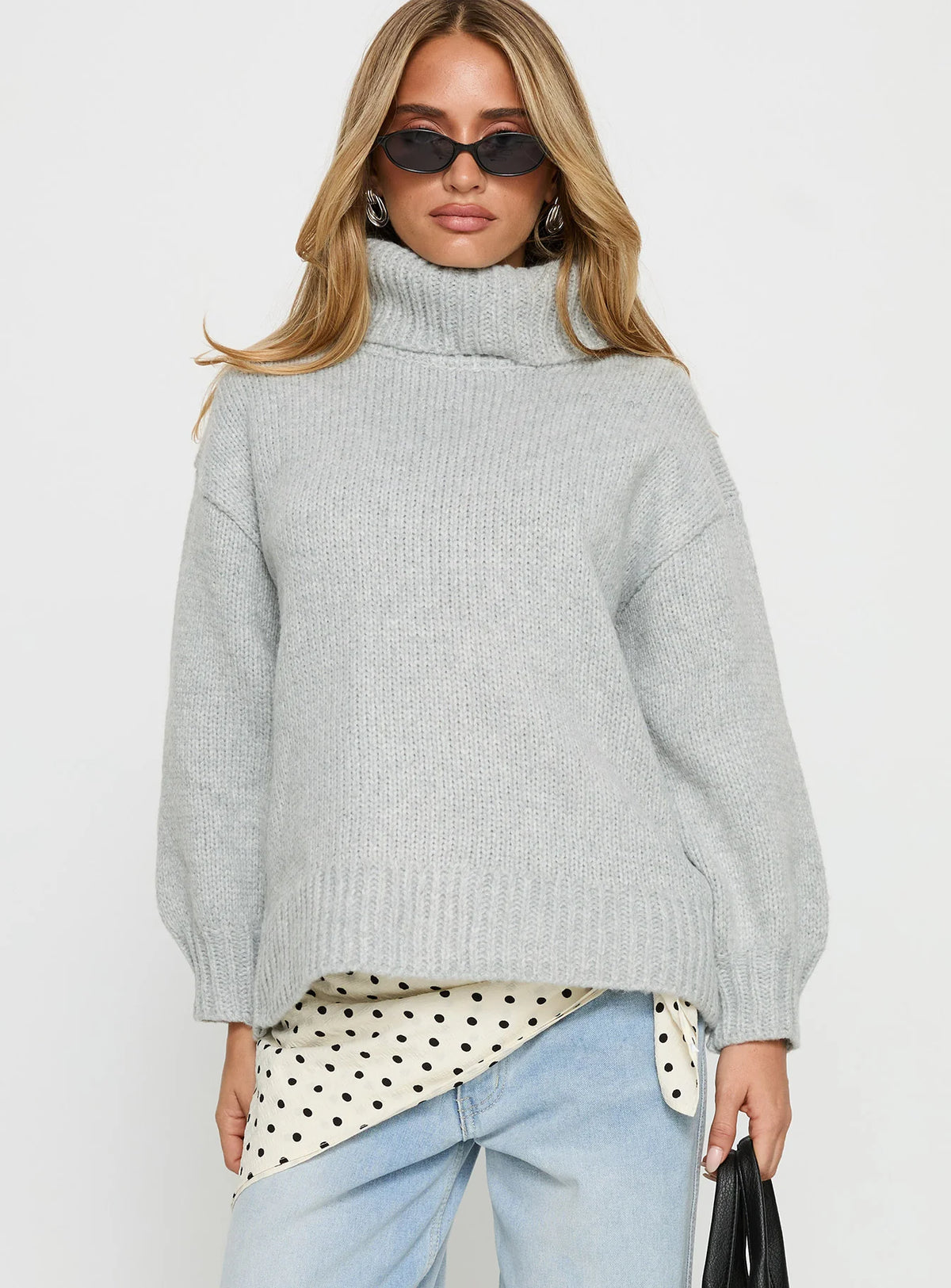 Let Love In Knit Sweater Grey