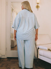 Early Riser Sleep Shirt Blue Stripe Curve