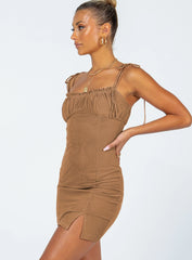Ledger Mini Dress Brown