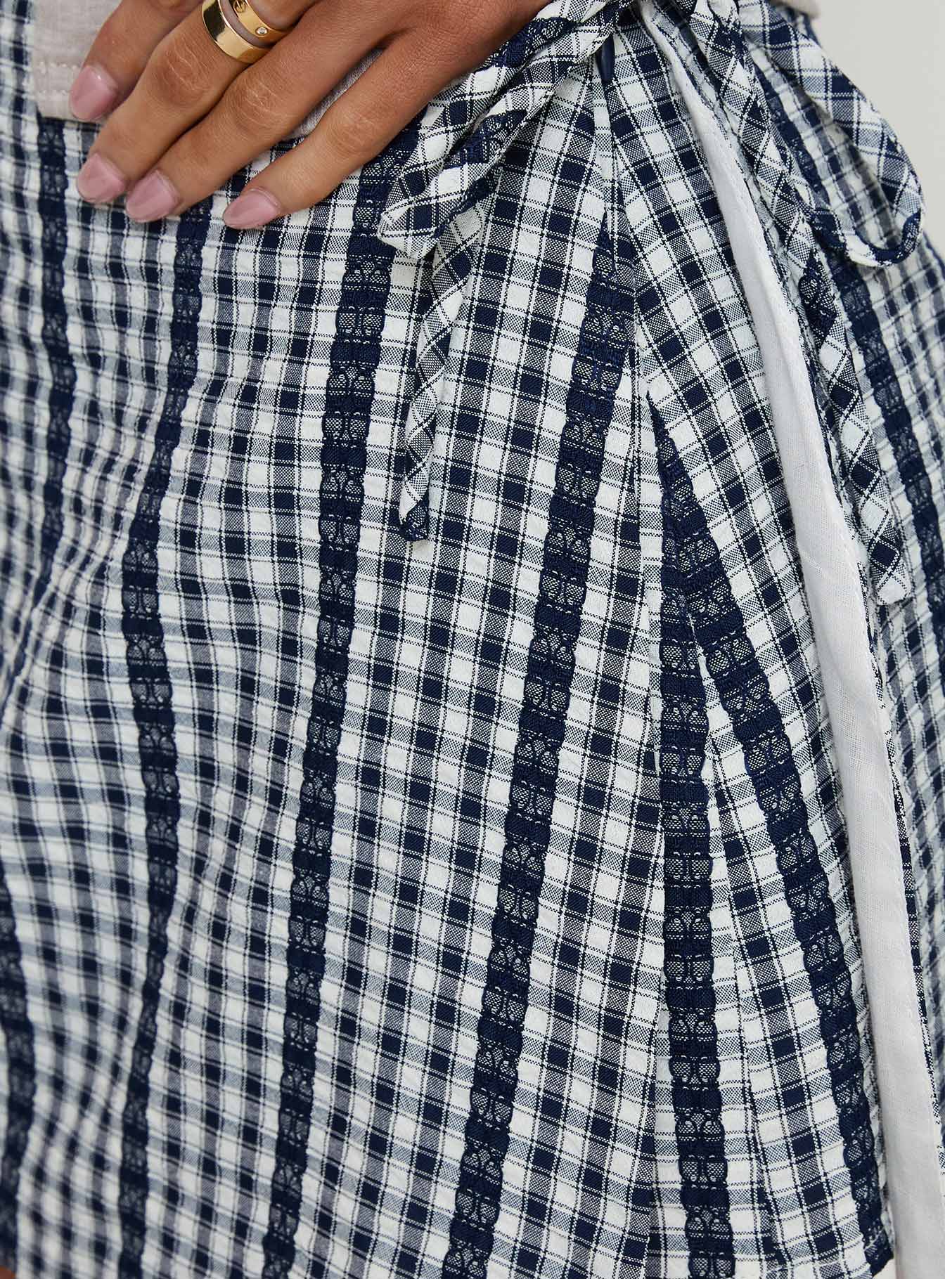 Gulliver Tie Side Mini Skort Navy Gingham