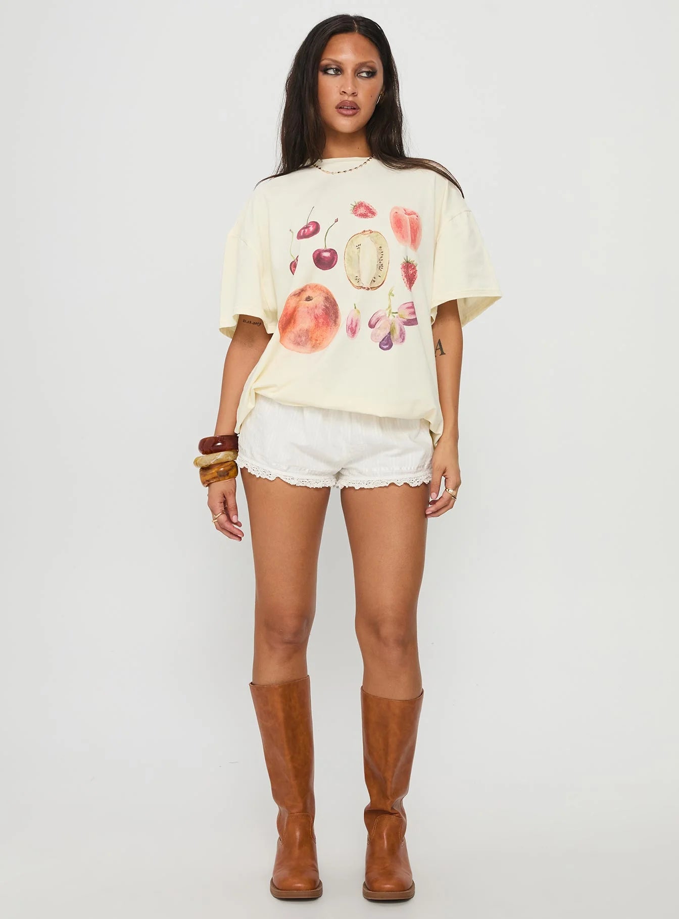 Farmer's Pick Oversized Graphic Top Cream