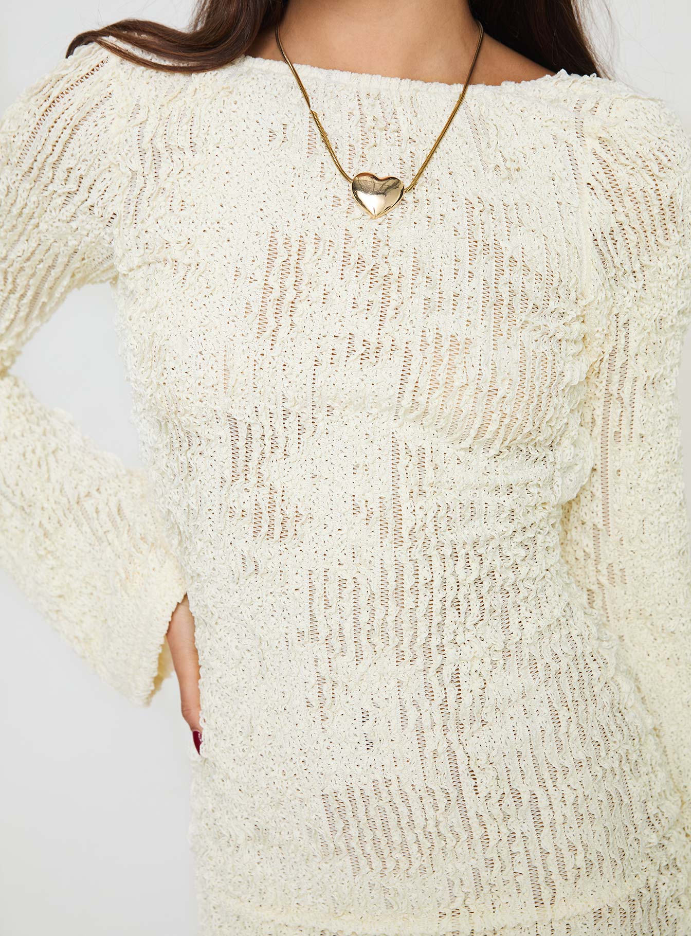 Coolibah Long Sleeve Mini Dress Cream
