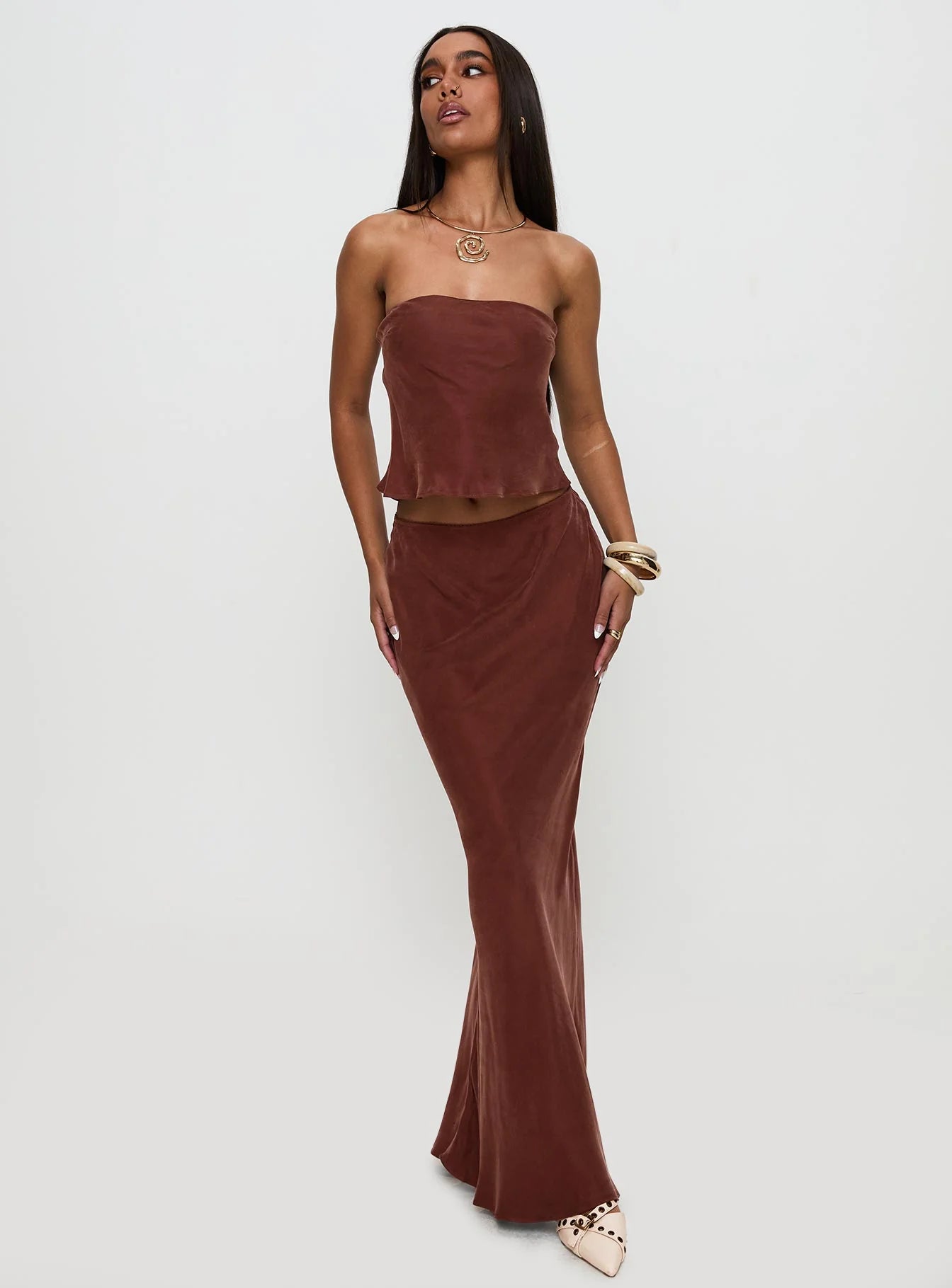 Lucelia Maxi Skirt Brown