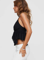 Laren Flutter Cami Top Black