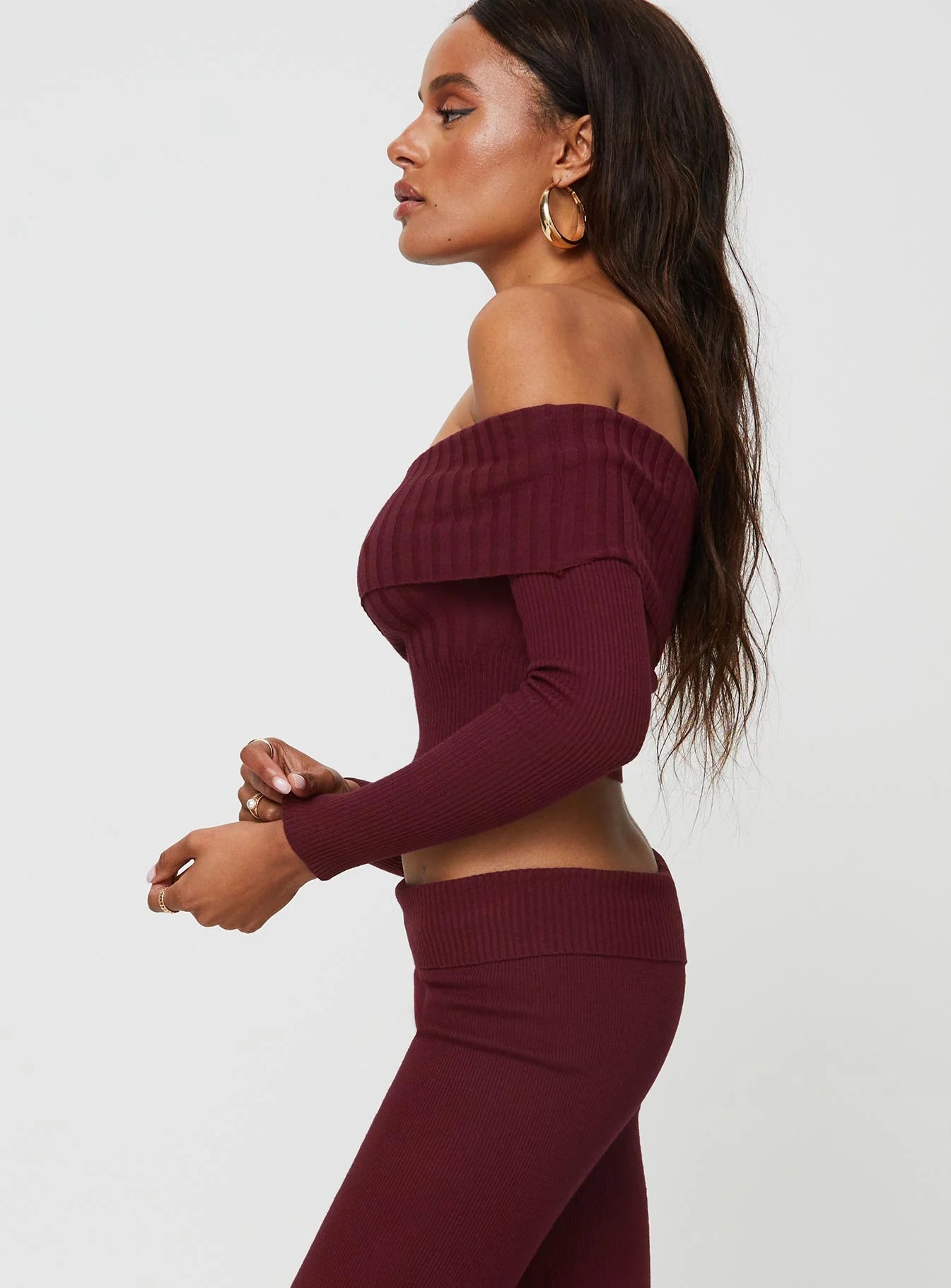 Tagula Off The Shoulder Top Burgundy