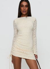 Que Sera Long Sleeve Mini Dress Cream