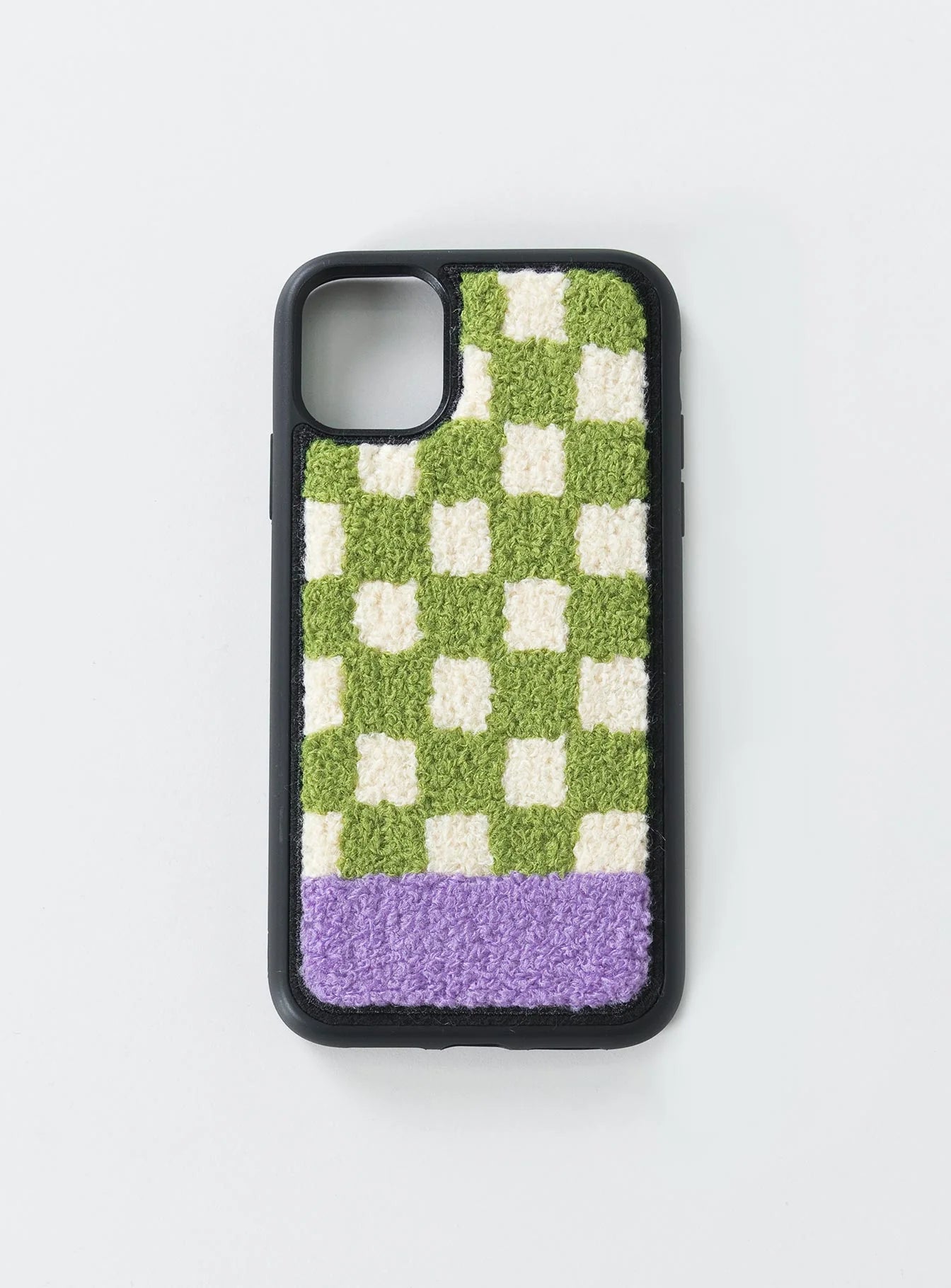 Delano Check Textured iPhone Case Green / White