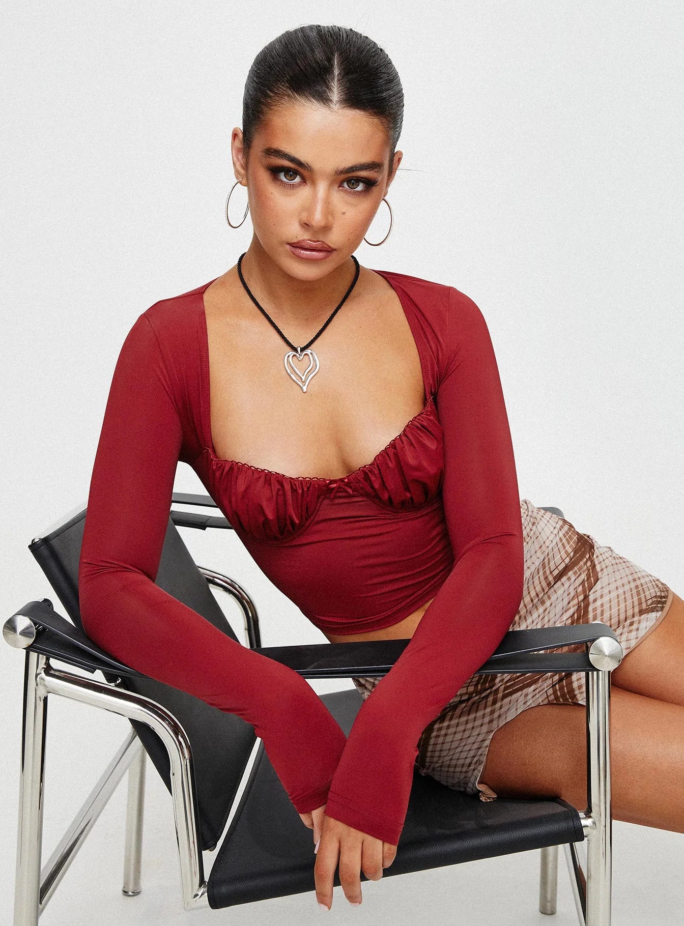 Candyce Long Sleeve Top Burgundy
