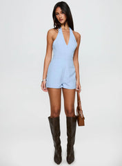 Del Rio Halter Playsuit Blue