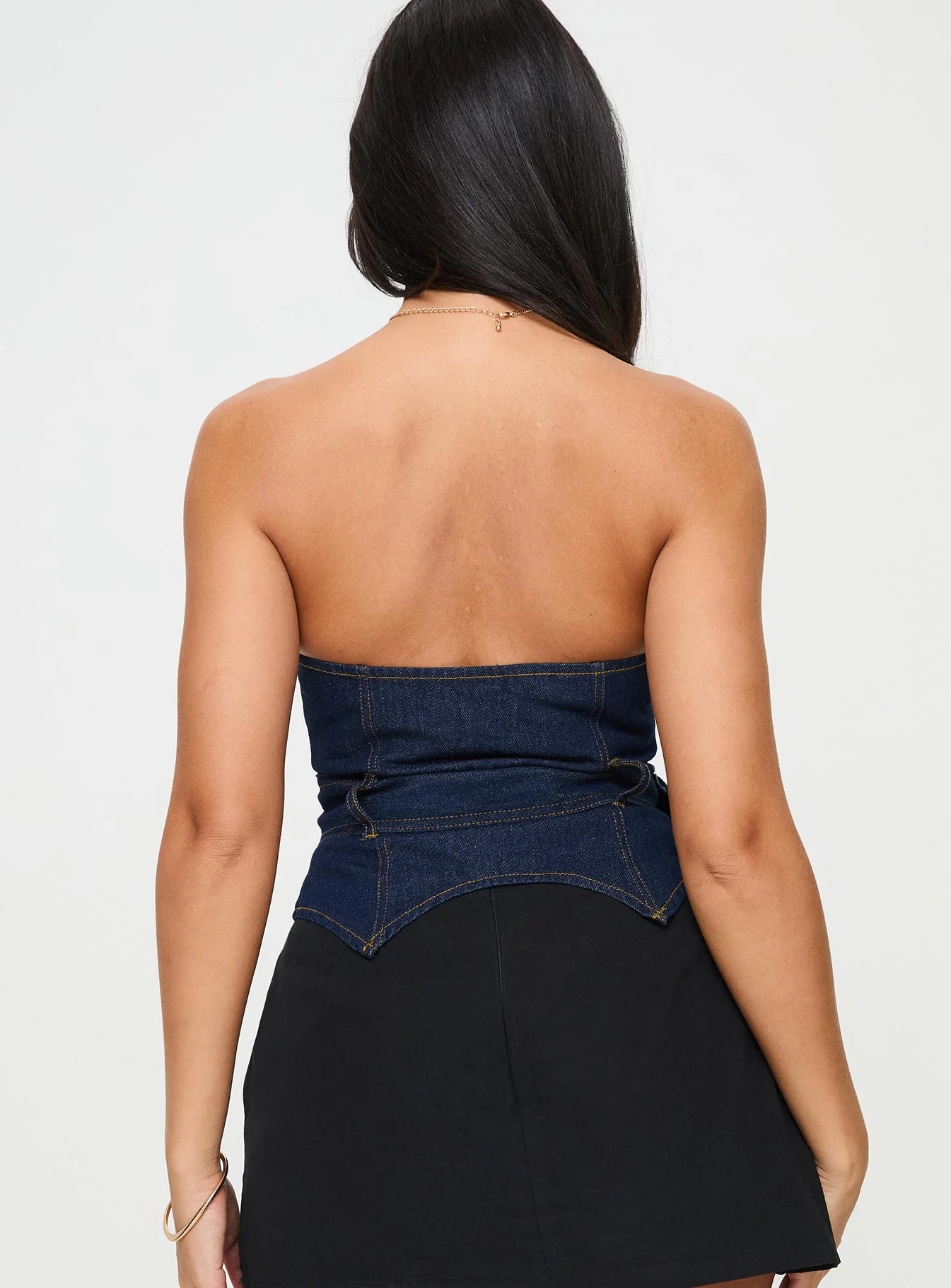 Curl Curl Strapless Denim Top Dark Wash