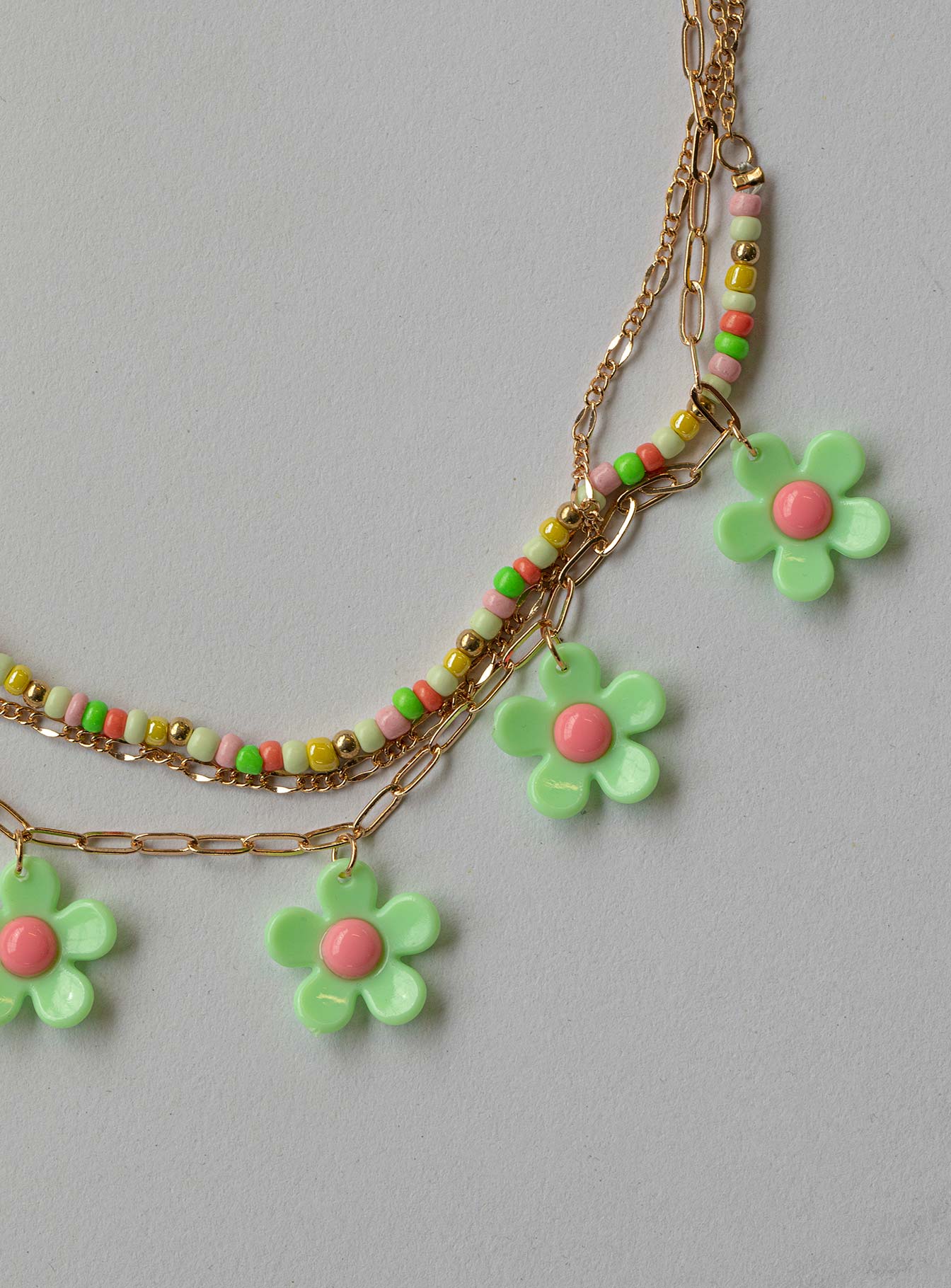 Mildara Flower Necklace Gold / Green