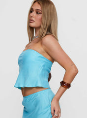 Lucelia Strapless Top Aqua