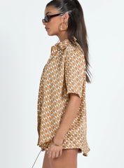 Ziggy Short Sleeve Shirt Orange Geo