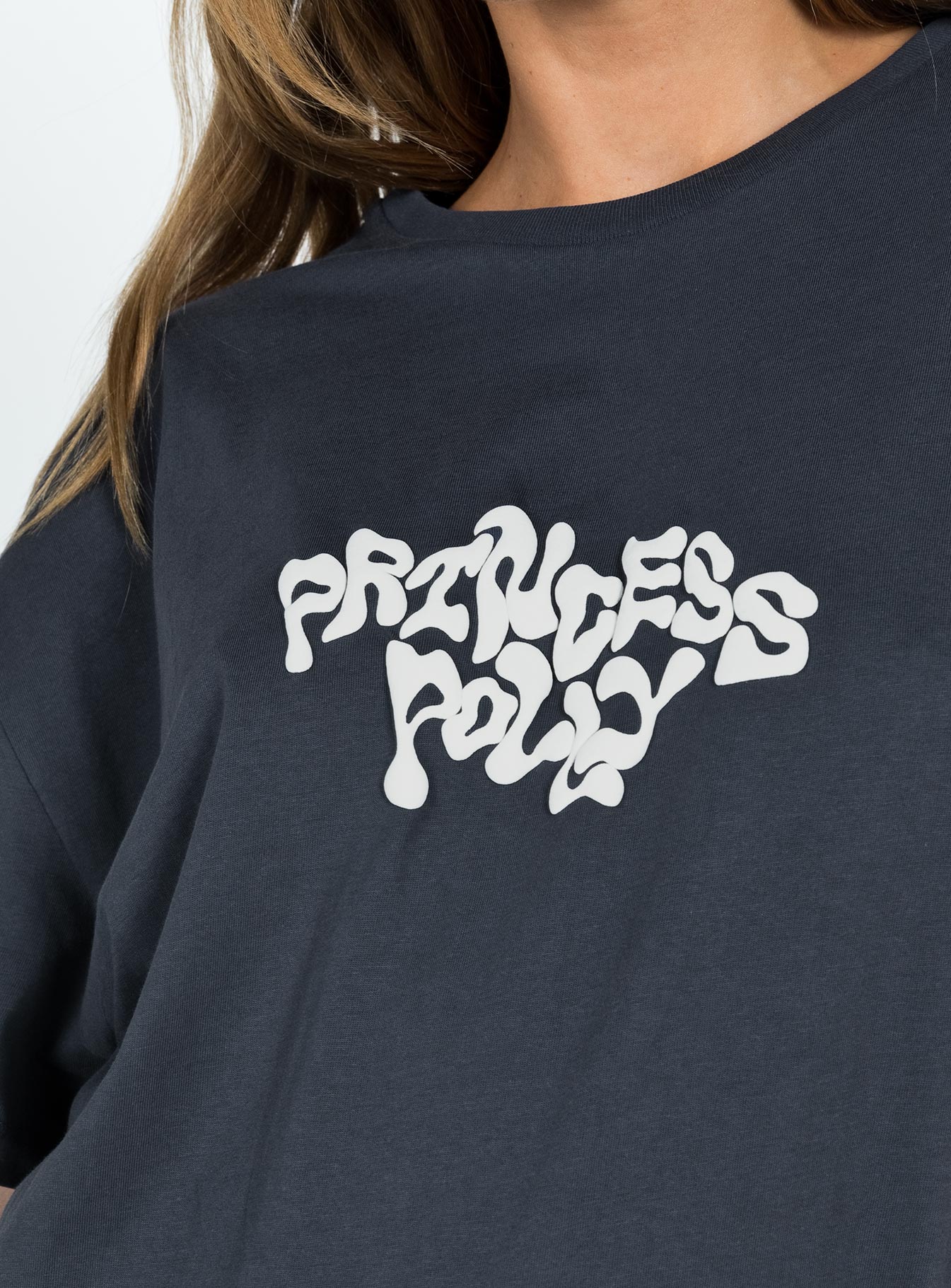 Princess Polly Oversized Tee Squiggle Text Charcoal