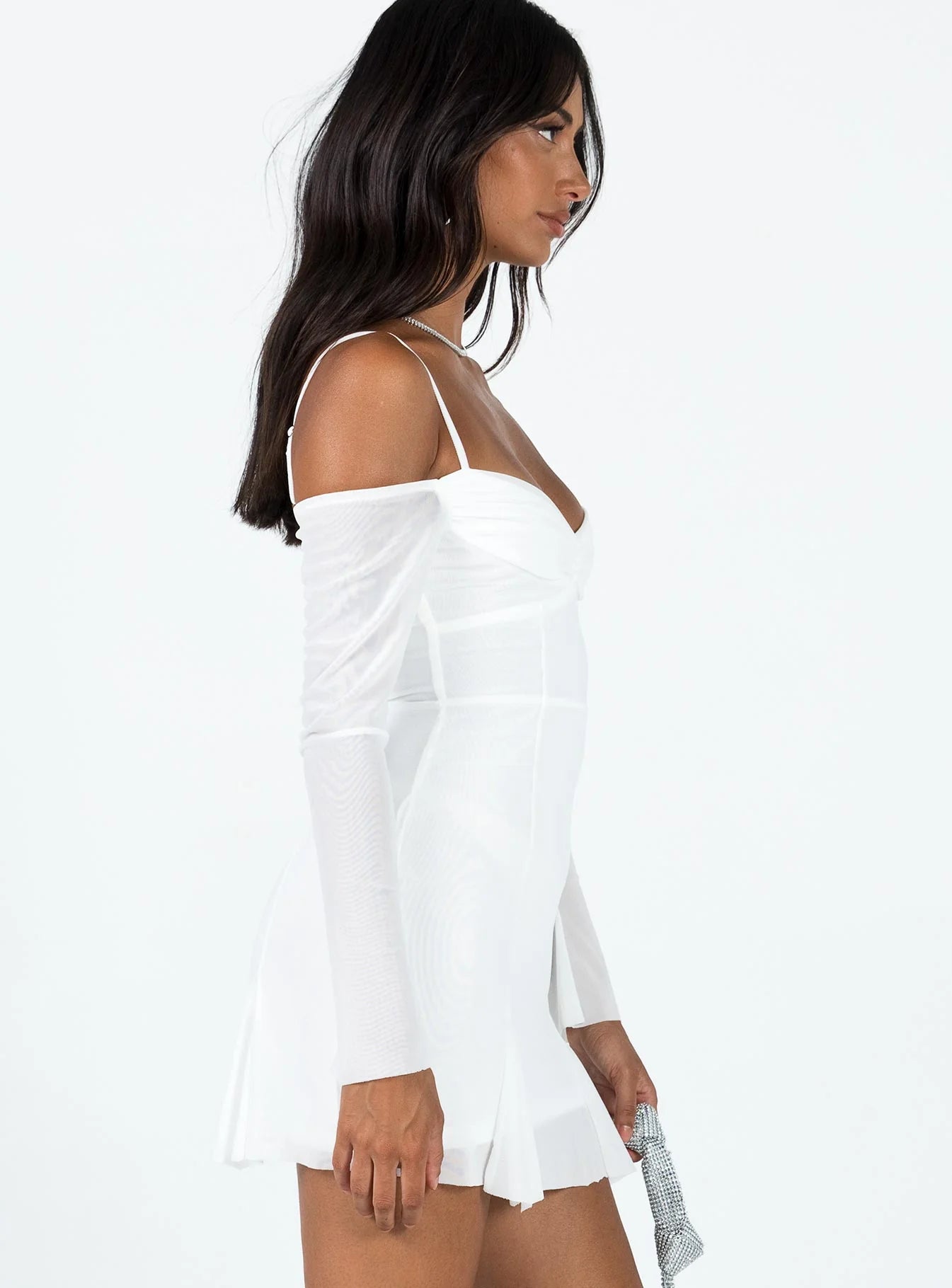 Viva Long Sleeve Mini Dress White