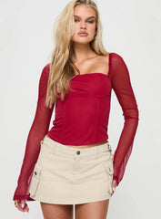 Mendi Long Sleeve Top Red