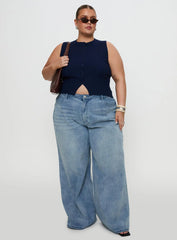 Suzu Sleeveless Knit Top Navy Curve