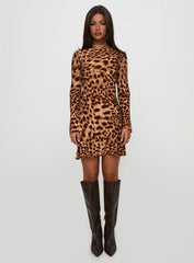 Halo Bias Mini Dress Leopard
