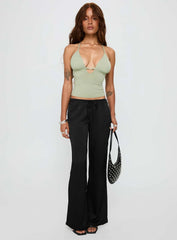 Norwalk Plunge Neck Top Sage