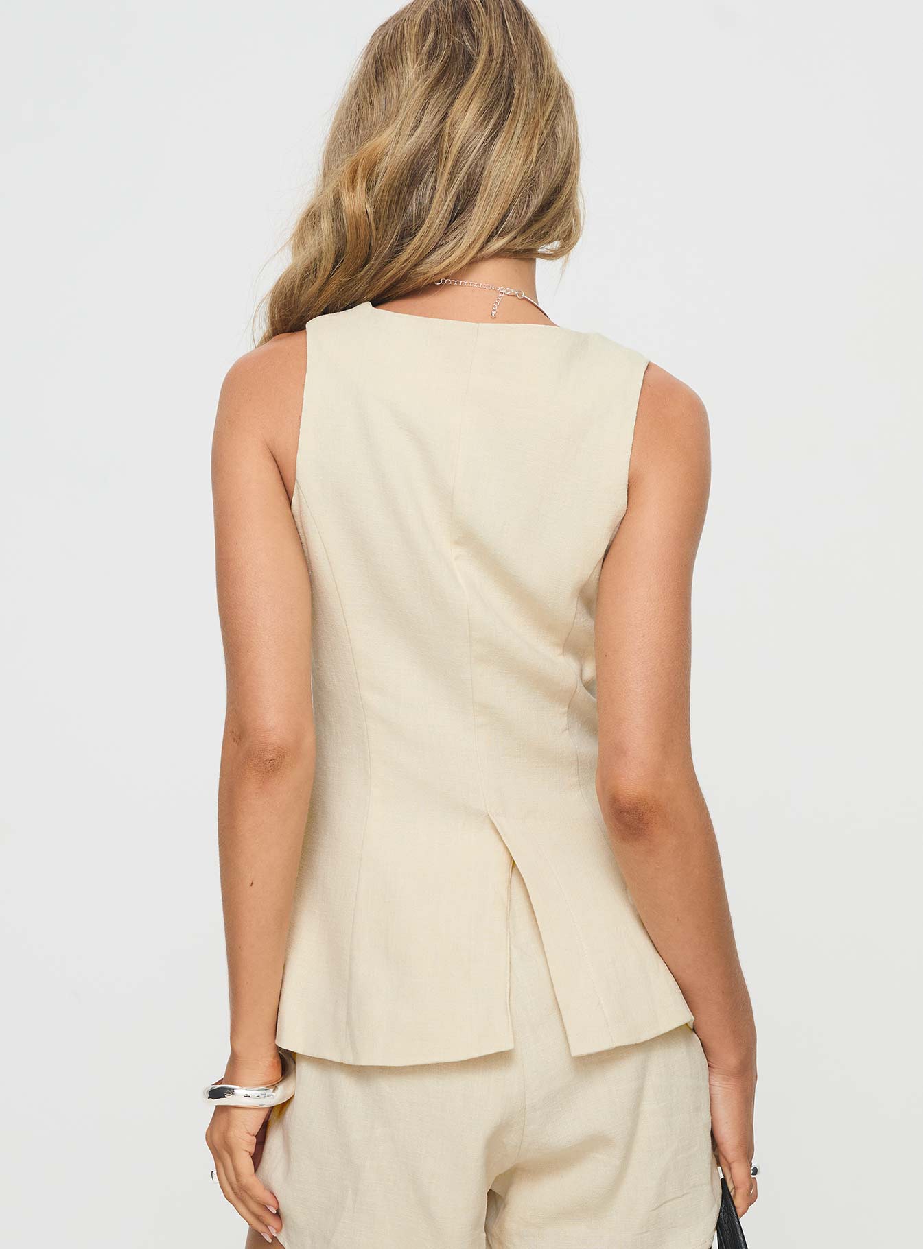 Days With You Linen Blend Vest Top Sand