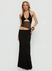 Dyanna Halter Mesh Maxi Dress Black