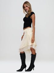Rosemead Satin Midi Skirt Cream