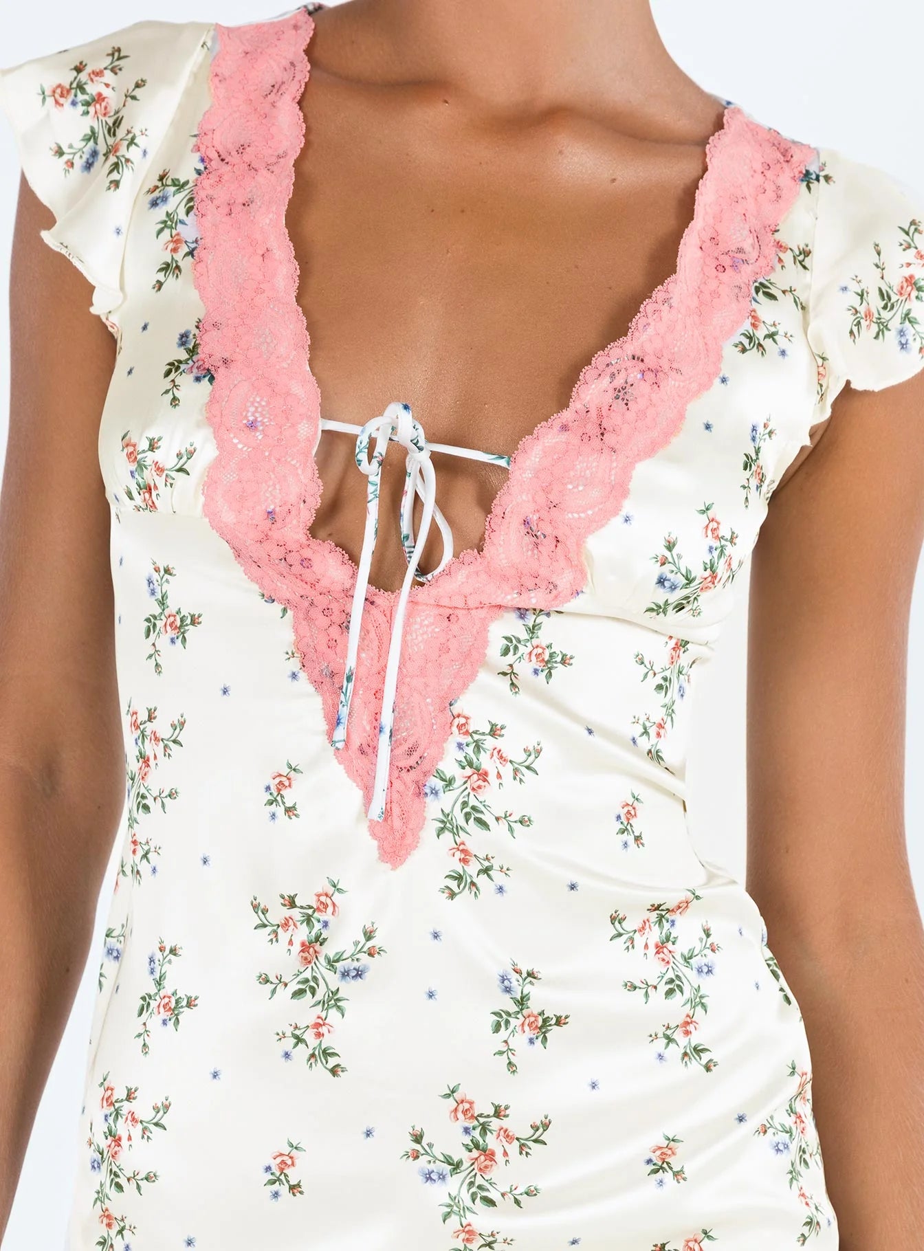 Armas Lace Trim Maxi Dress Floral