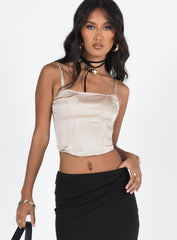 Zora Satin Corset Top Champagne