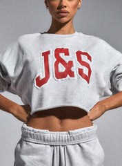 JGR & STN Double Play Cropped Sweatshirt Snow Grey Marle