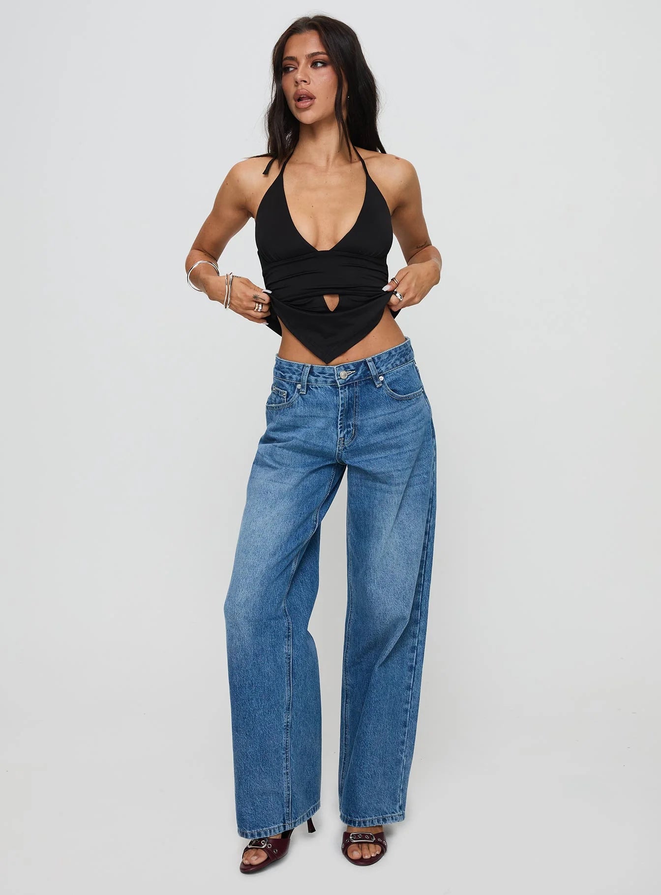 Serenitia Mid Rise Straight Leg Jeans Mid Blue Wash Tall