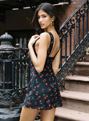 Rosaria Mini Dress Black / Cherries