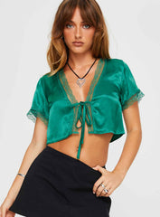 Vintage Tie Up Top Green
