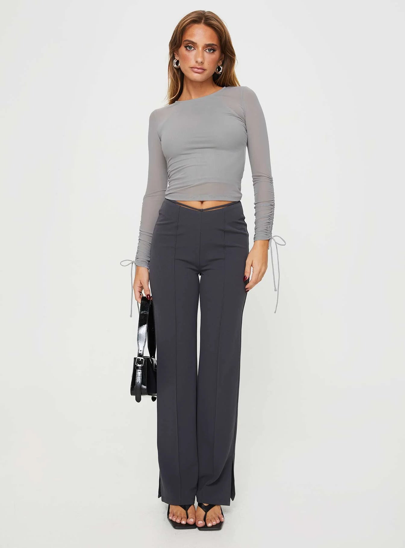 Kailee Long Sleeve Top Grey