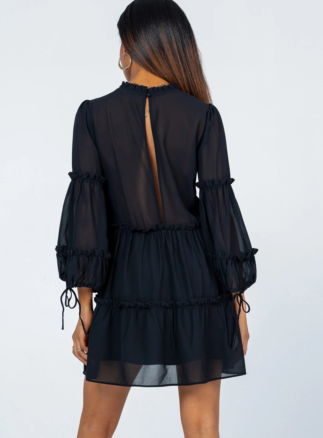Eden Bloom Mini Dress Black